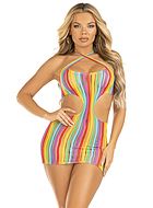 Sexy mini dress, crossing straps, rainbow color